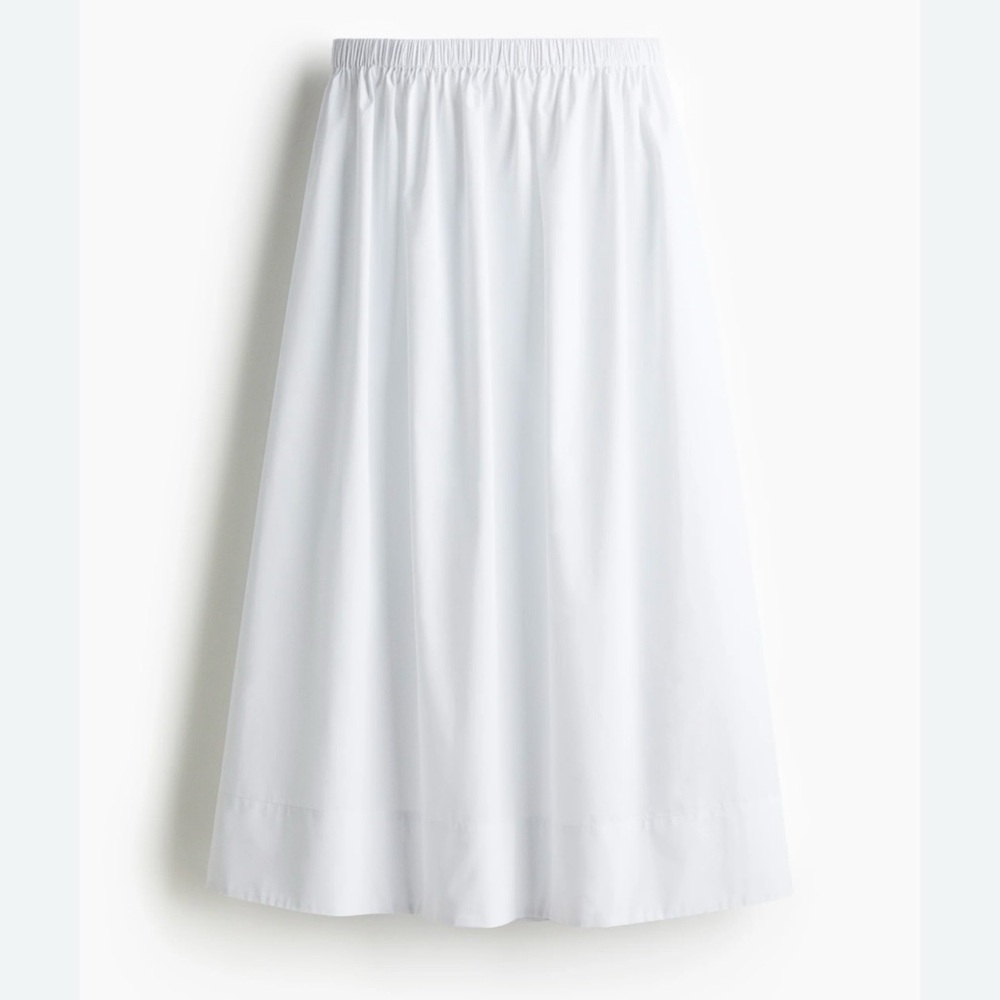 H&M White Elastic-Waist Maxi Skirt